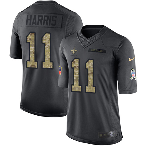 Nike Saints #11 Deonte Harris Black Youth Stitched NFL Limited 2016 Salute to Service Jersey
